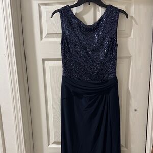 Navy Sequin Evening Gown